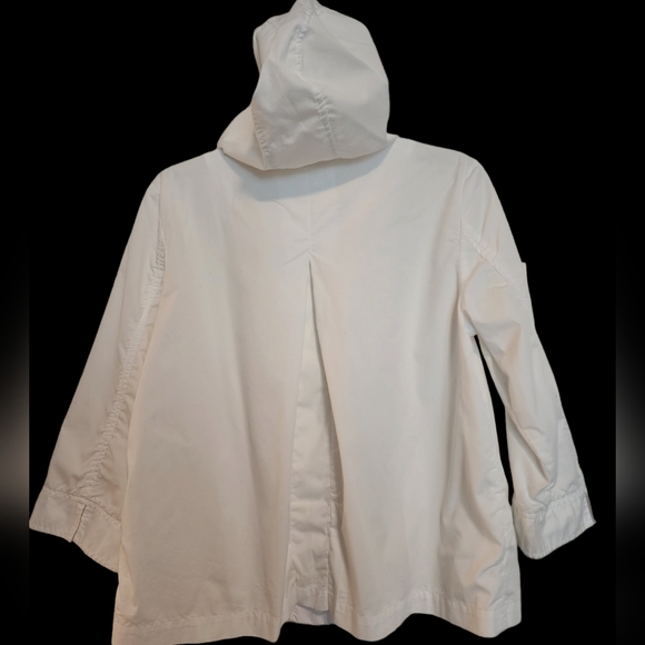 Coldwater Creek White Cotton Blend Hooded Zip Up Jacket Lagenlook Size Medium - Picture 2 of 9